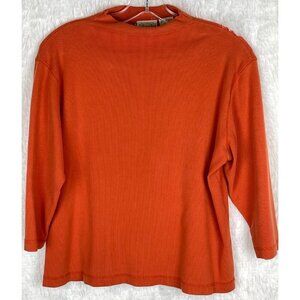St. John's Bay Large 12/14 Orange 3/4 Sleeve Ribbed Mock Turtleneck Vintage 90's